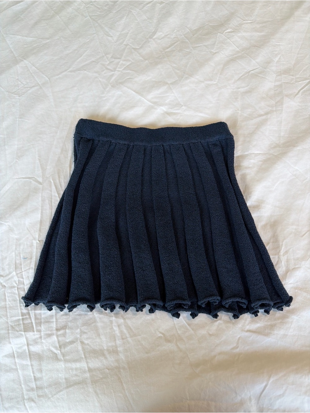 Free People Knit Navy Pleated Mini Skirt - Picture 4 of 4